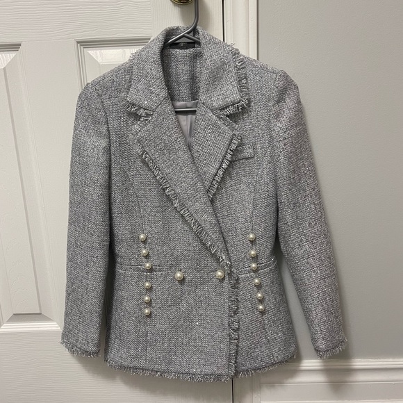 Pearl and sparkly tweed blazer - Picture 1 of 7